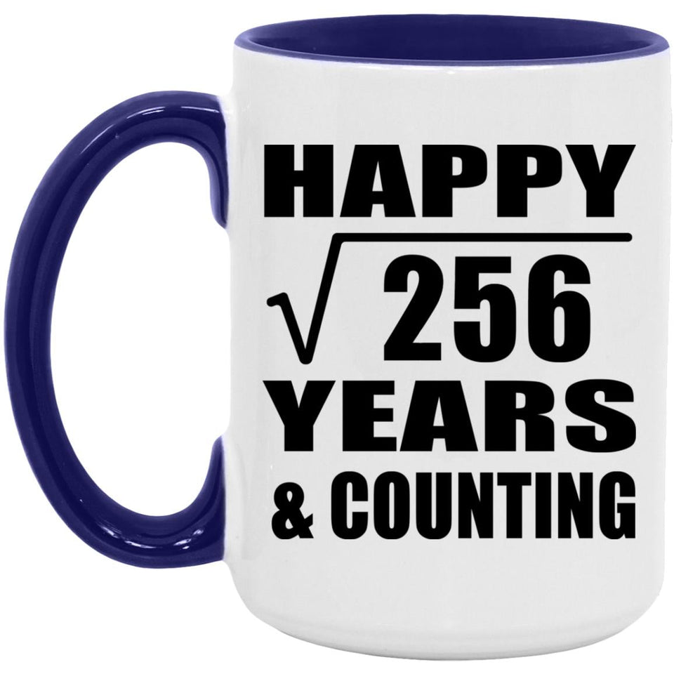 Happy 16th Anniversary Square Root of 256 Years & Counting - 15oz Accent Mug Purple