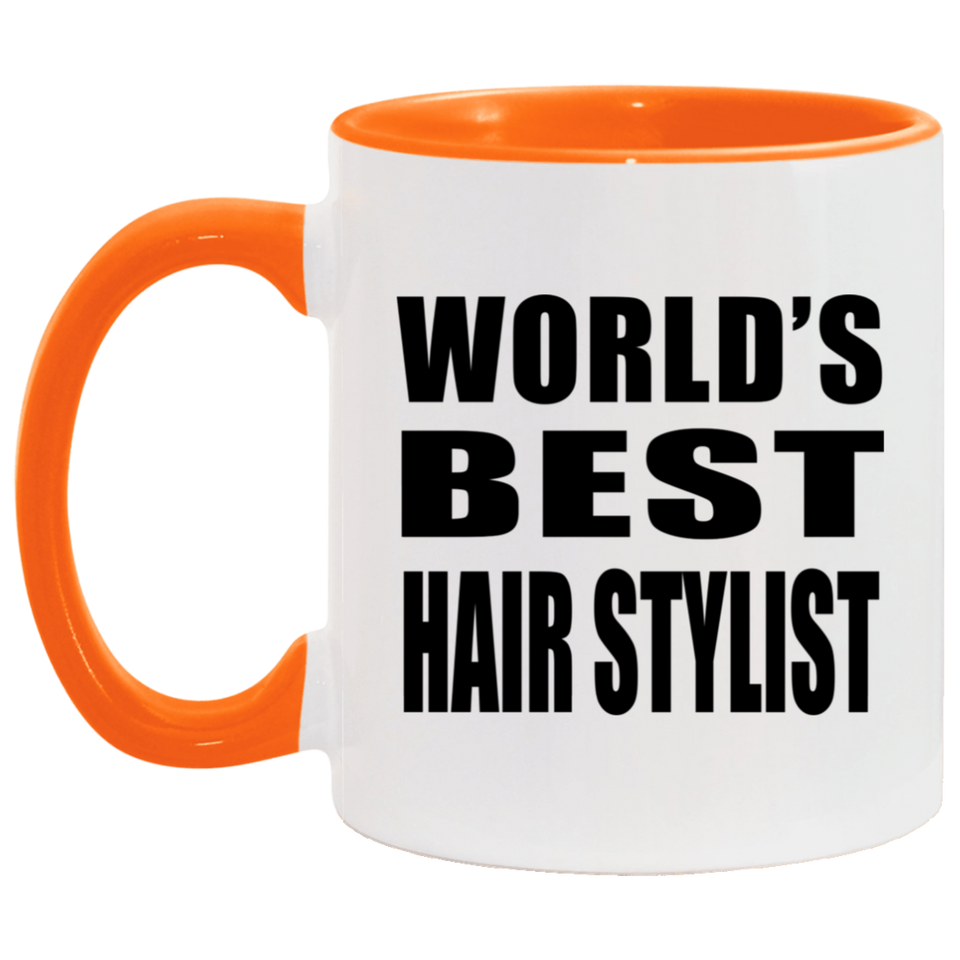 World's Best Hair Stylist - 11oz Accent Mug Orange