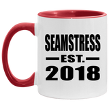Seamstress Established EST. 2018 - 11oz Accent Mug Red