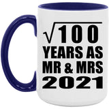 10th Anniversary Square Root of 100 Years As Mr & Mrs 2021 - 15oz Accent Mug Purple