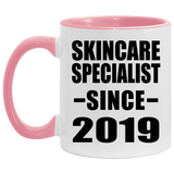Skincare Specialist Since 2019 - 11oz Accent Mug Pink