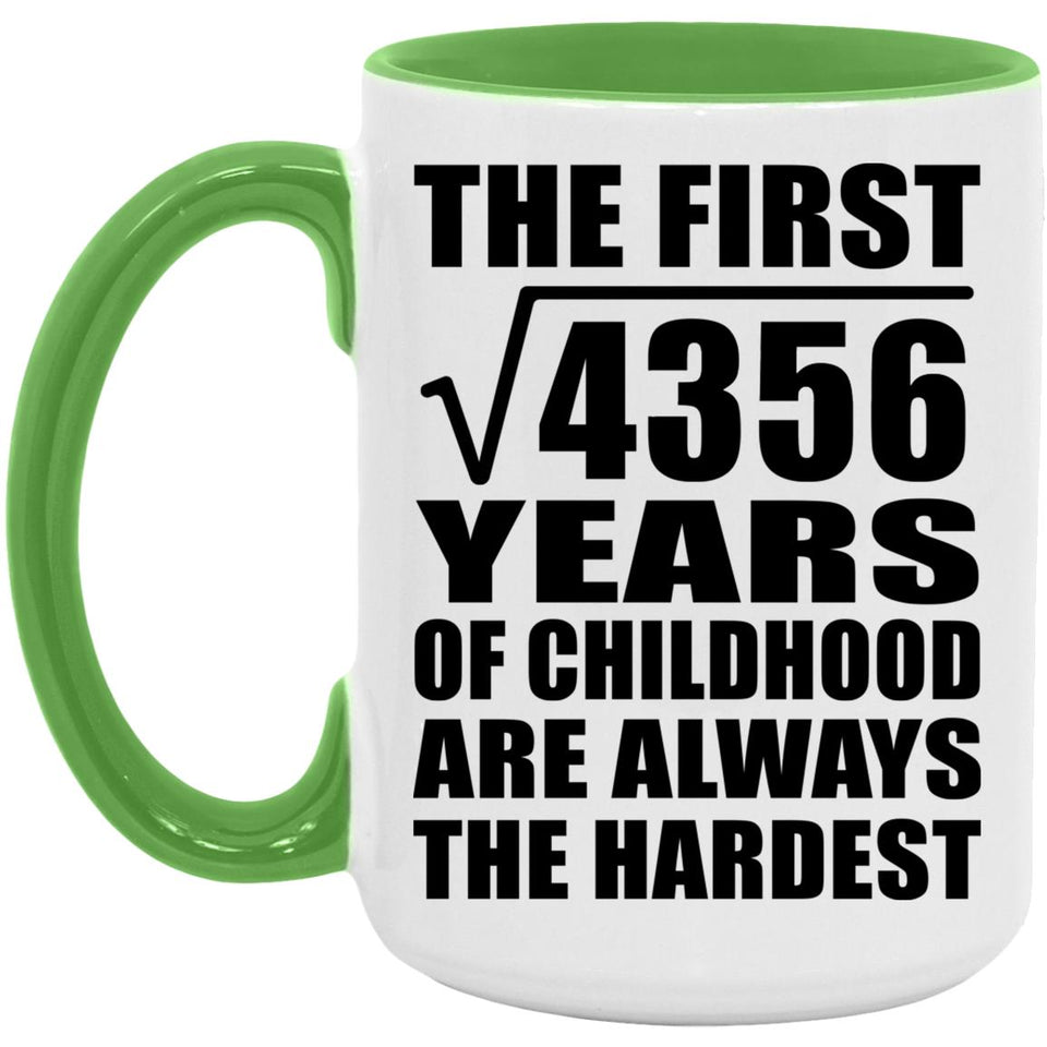 66th Birthday Square Root of 4356 Years of Childhood - 15oz Accent Mug Green