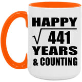 Happy 21st Anniversary Square Root of 441 Years & Counting - 15oz Accent Mug Orange