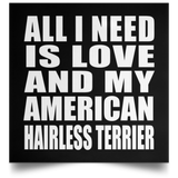 All I Need Is Love And My American Hairless Terrier - Poster Square