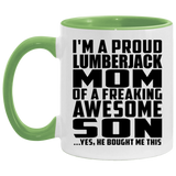 Proud Lumberjack Mom Of Awesome Son - 11oz Accent Mug Green