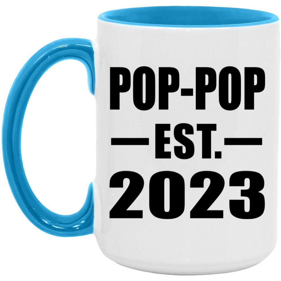 Pop-Pop Established EST. 2023 - 15oz Accent Mug Blue