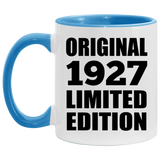97th Birthday Original 1927 Limited Edition - 11oz Accent Mug Blue