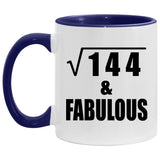 12th Birthday Square Root of 144 & Fabulous - 11oz Accent Mug Purple