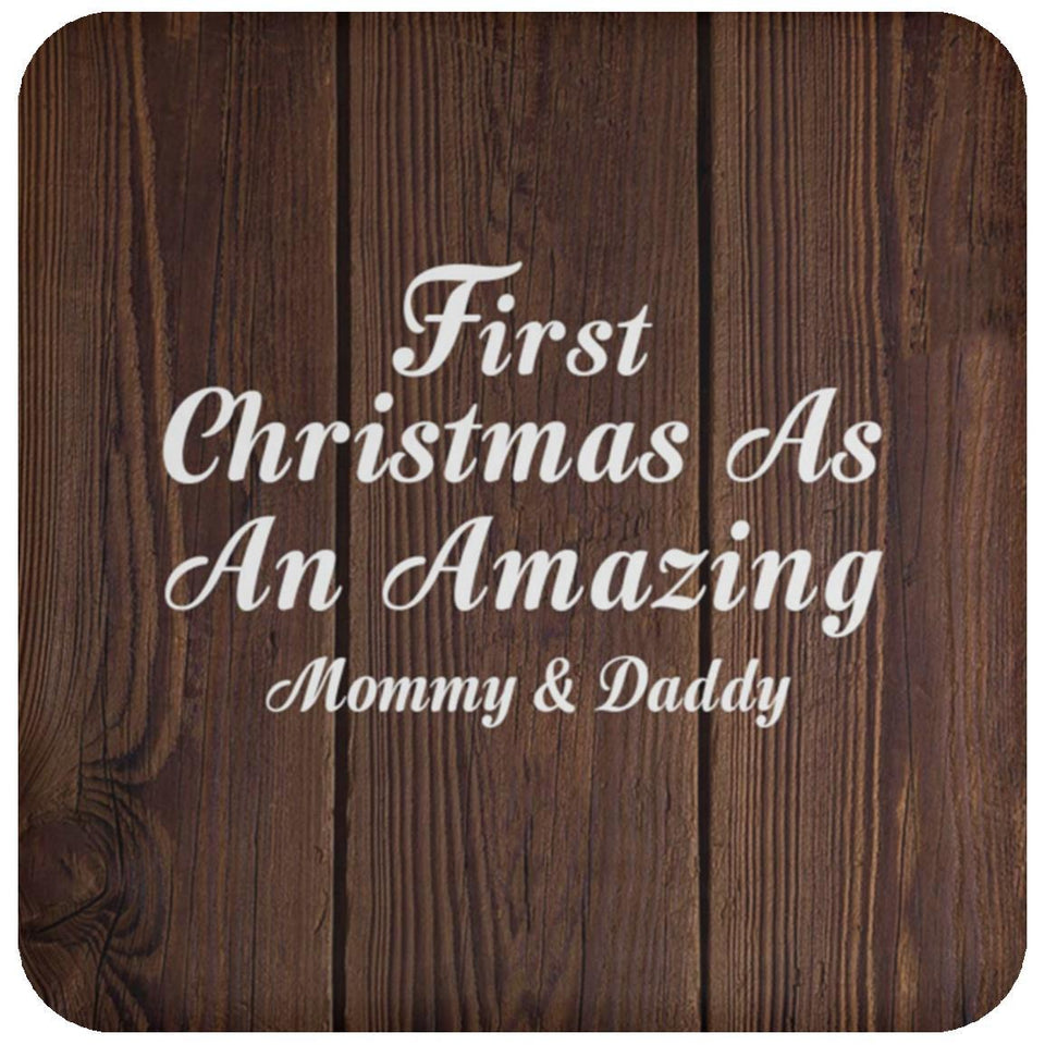 First Christmas As An Amazing Mommy & Daddy - Drink Coaster D