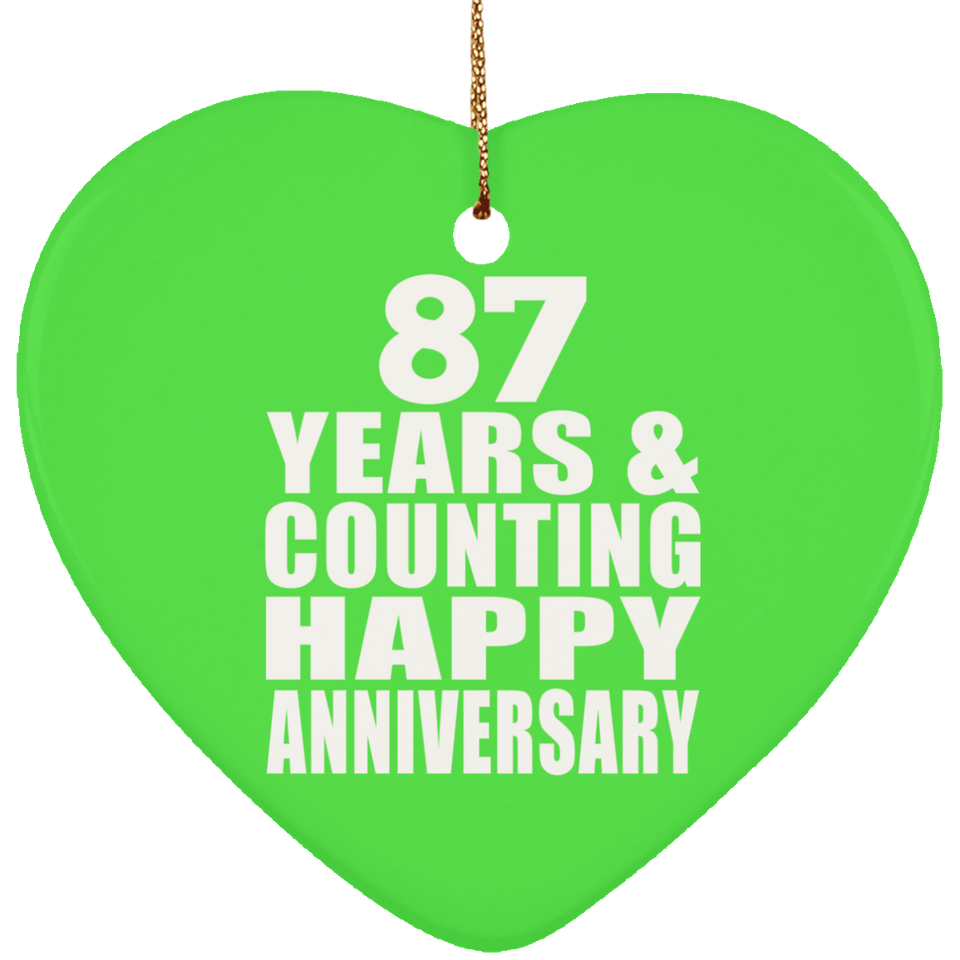 Happy 87th Anniversary 87 Years & Counting - Heart Ornament