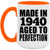84th Birthday Made In 1940 Aged to Perfection - 15oz Accent Mug Orange