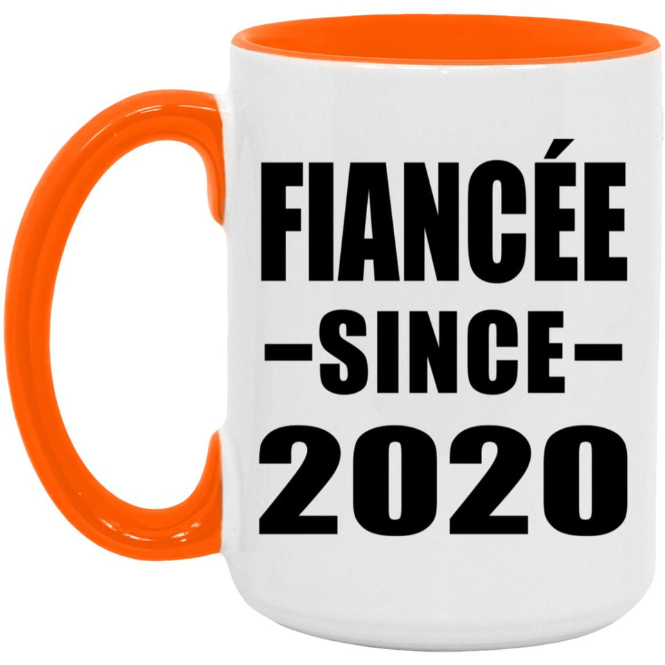 Fiancee Since 2020 - 15oz Accent Mug Orange