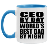 CEO By Day World's Best Dad By Night - 11oz Accent Mug Blue