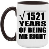 39th Anniversary Square Root of 1521 Years of Being Mr Right - 15oz Accent Mug Black