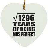 36th Anniversary Square Root of 1296 Years of Mrs Perfect - Heart Ornament