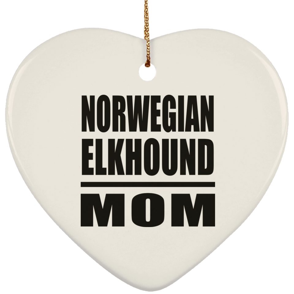 Norwegian Elkhound Mom - Heart Ornament