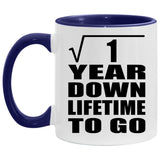 1st Anniversary Square Root of 1 Year Lifetime To Go - 11oz Accent Mug Purple