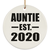 Auntie Established EST. 2020 - Circle Ornament