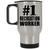 Number One #1 Recreation Worker - Silver Travel Mug