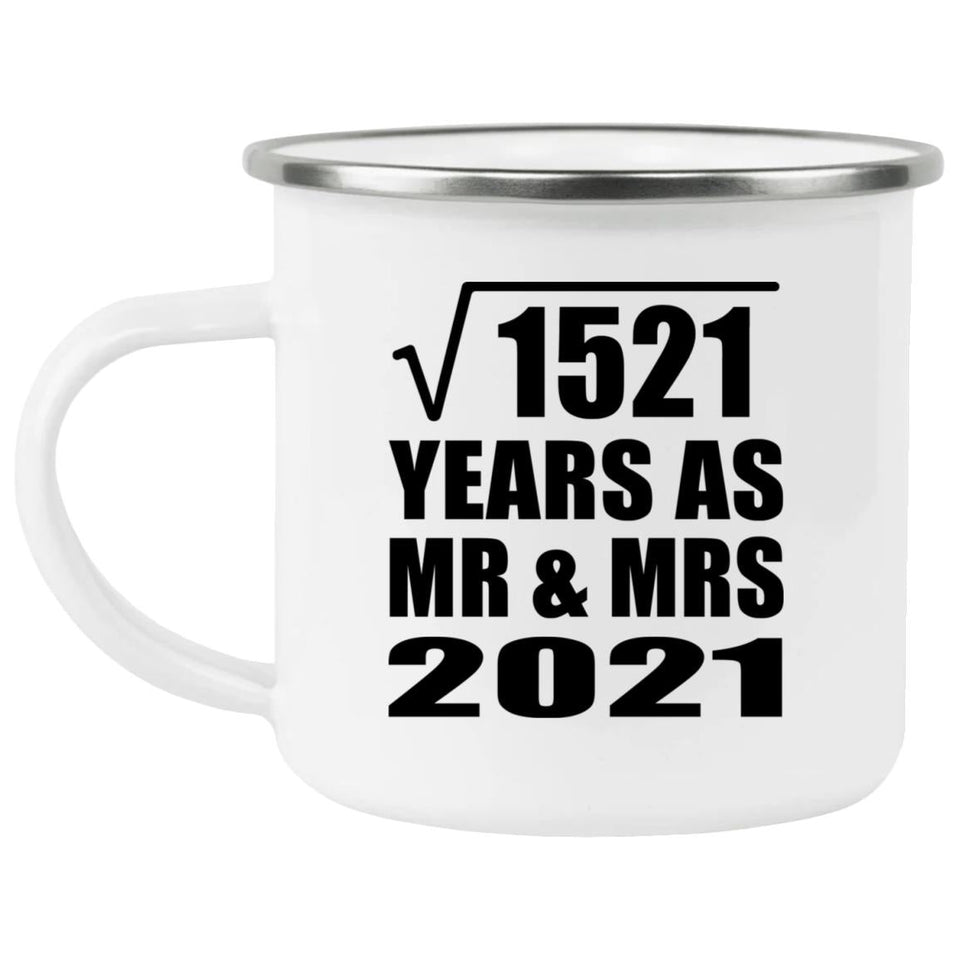 39th Anniversary Square Root of 1521 Years As Mr & Mrs 2021 - 12oz Camping Mug