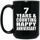 Happy 7th Anniversary 7 Years & Counting - 15 Oz Coffee Mug Black