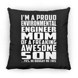 Proud Environmental Engineer Mom Of Awesome Son - Throw Pillow Black