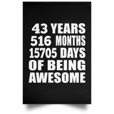 43rd Birthday 43 Years 516 Months 15705 Days Of Awesome - Poster Portrait
