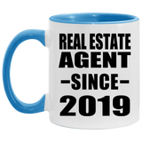 Real Estate Agent Since 2019 - 11oz Accent Mug Blue