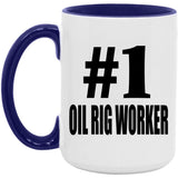 Number One #1 Oil Rig Worker - 15oz Accent Mug Purple