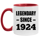 100th Birthday Legendary Since 1924 - 11oz Accent Mug Red