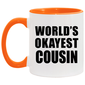 World's Okayest Cousin - 11oz Accent Mug Orange