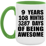 9th Birthday 9 Years 108 Months 3287 Days Of Awesome - 15oz Accent Mug Green