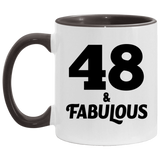 48th Birthday 48 & Fabulous - 11oz Accent Mug Black