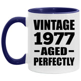 47th Birthday Vintage 1977 Aged Perfectly - 11oz Accent Mug Purple