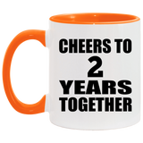2nd Anniversary Cheers To 2 Years Together - 11oz Accent Mug Orange