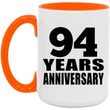 94th Anniversary 94 Years Anniversary - 15oz Accent Mug Orange