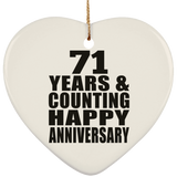 Happy 71st Anniversary 71 Years & Counting - Heart Ornament