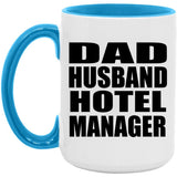 Dad Husband Hotel Manager - 15oz Accent Mug Blue
