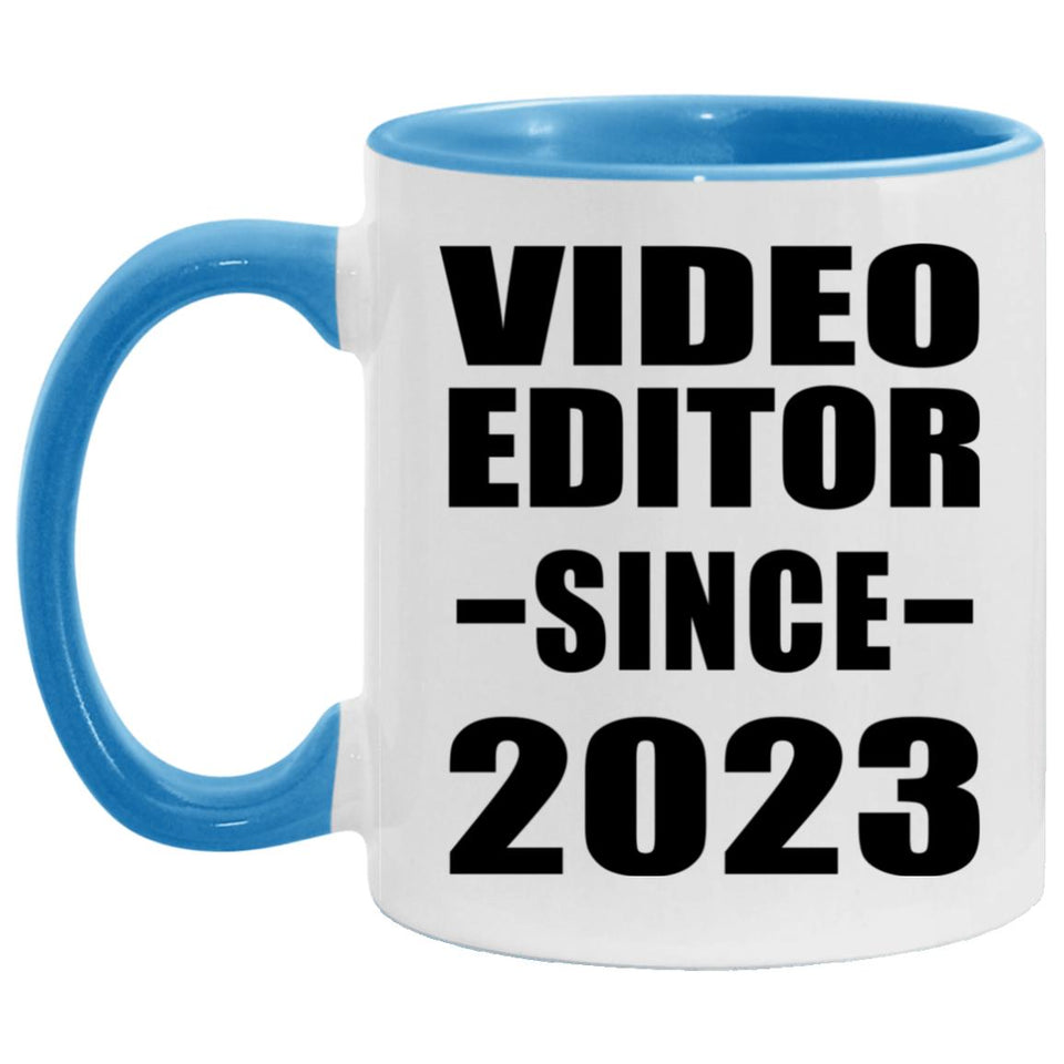 Video Editor Since 2023 - 11oz Accent Mug Blue