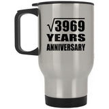 63rd Anniversary Square Root of 3969 Years Anniversary - Silver Travel Mug