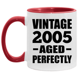 19th Birthday Vintage 2005 Aged Perfectly - 11oz Accent Mug Red