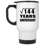 12th Anniversary Square Root of 144 Years Anniversary - White Travel Mug
