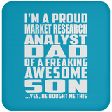 Proud Market Research Analyst Dad Of Awesome Son - Drink Coaster