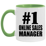 Number One #1 Online Sales Manager - 11oz Accent Mug Green