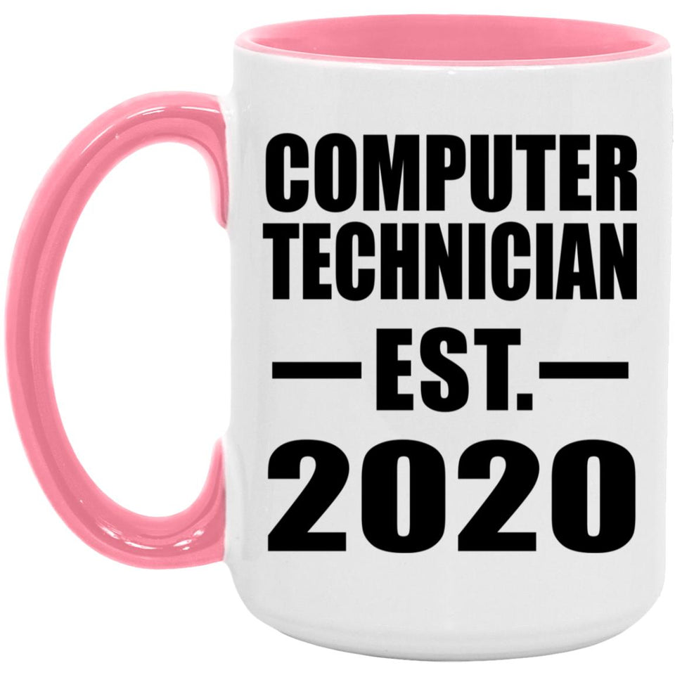 Computer Technician Established EST. 2020 - 15oz Accent Mug Pink
