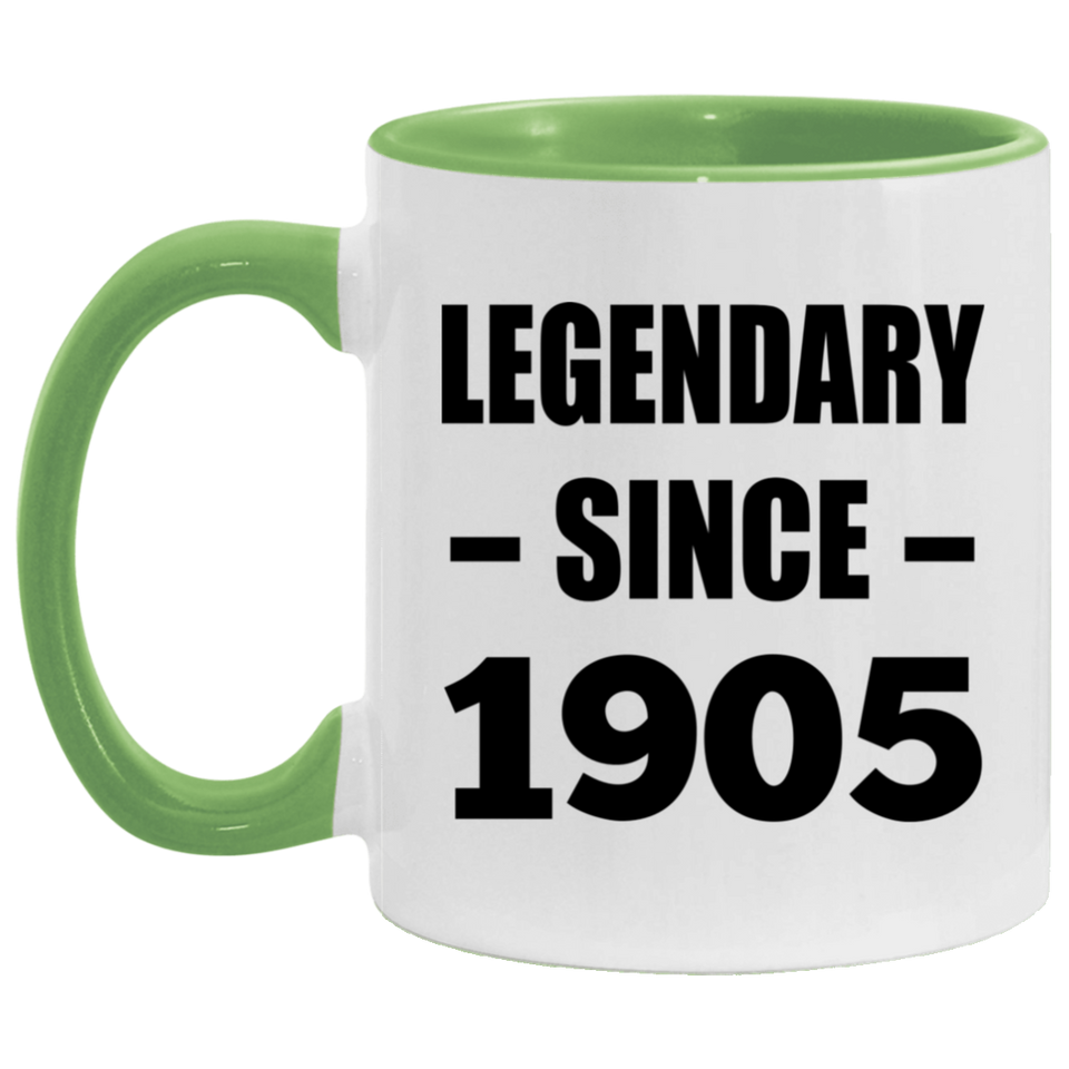 119th Birthday Legendary Since 1905 - 11oz Accent Mug Green