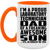 Proud Laboratory Technician Dad Of Awesome Son - 15oz Accent Mug Orange