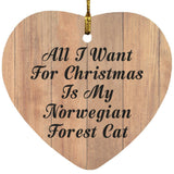 All I Want For Christmas Is My Norwegian Forest Cat - Heart Ornament C