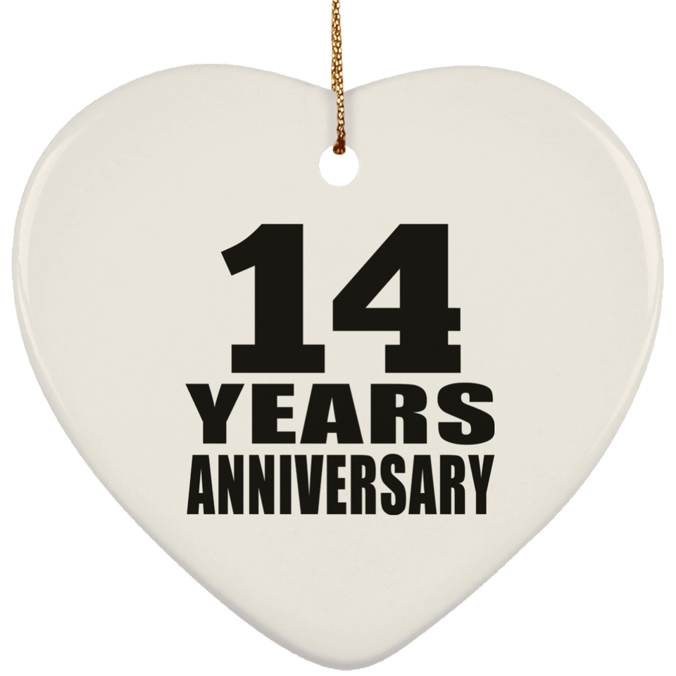 14th Anniversary 14 Years - Heart Ornament
