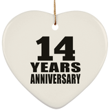 14th Anniversary 14 Years - Heart Ornament